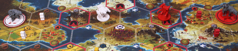 closeup of game board with game pieces placed upon it