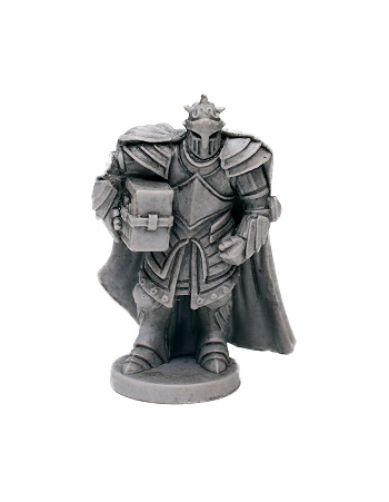 a miniature from the game; a stout knight carrying a sledgehammer