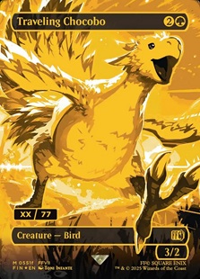 Image of the gold, serialized Traveling Chocobo card