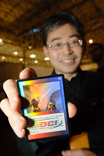 Judge Riki Hayashi shows off the Judge Promo of Sword of Fire and Ice