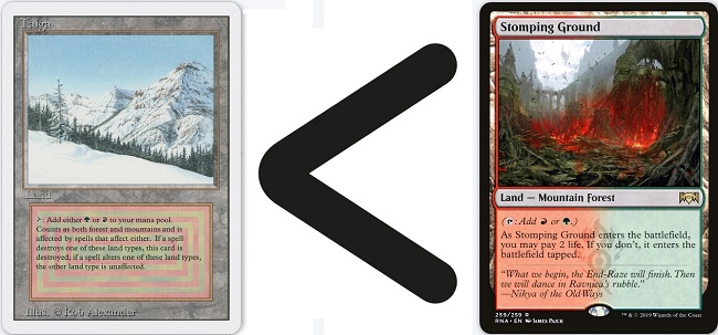 From left to right, Taiga, a lesser than sign, and Stomping Ground