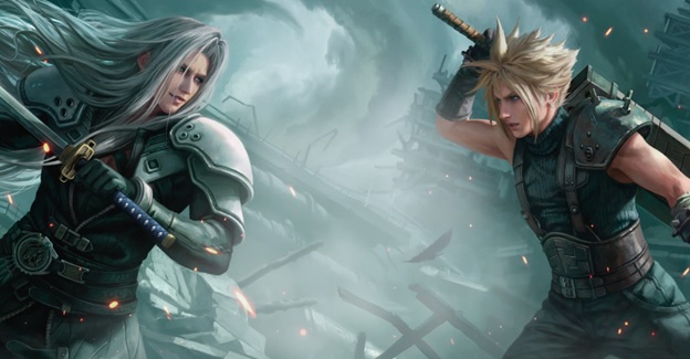 Art of Cloud and Sephiroth from Final Fantasy VII facing off
